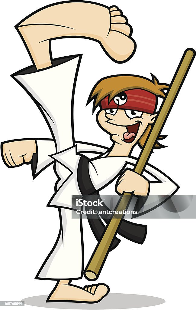Karate Kid High Kick mit Jo - Lizenzfrei Karate Vektorgrafik