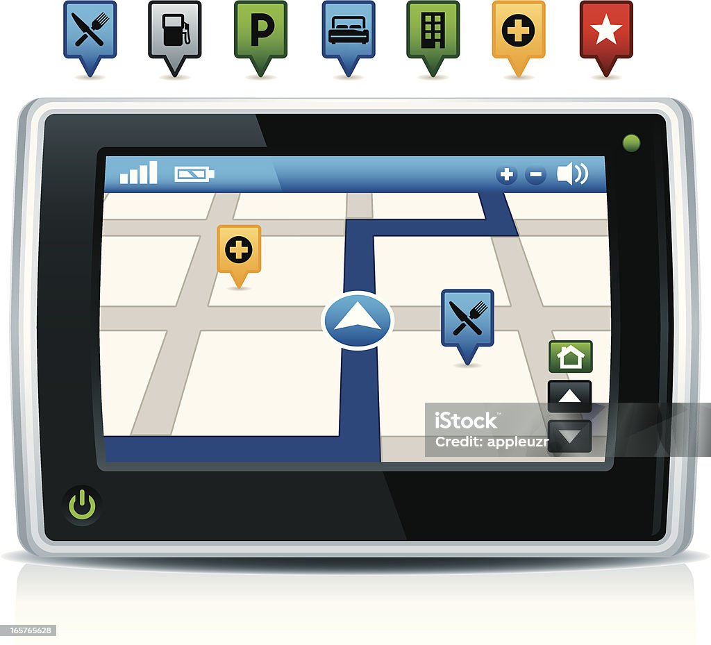 GPS-Navigation System mit Symbolen - Lizenzfrei Ausrüstung und Geräte Vektorgrafik