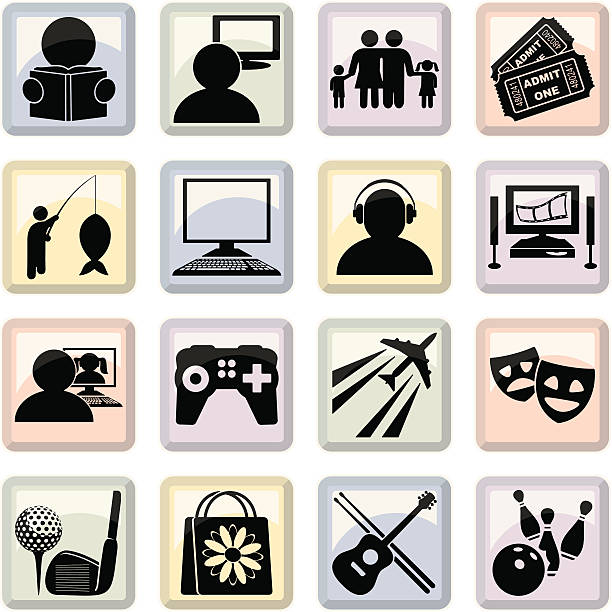 hobby symbole - golf symbol icon set computer icon stock-grafiken, -clipart, -cartoons und -symbole