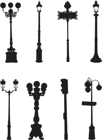 Assorted street light silhouettes