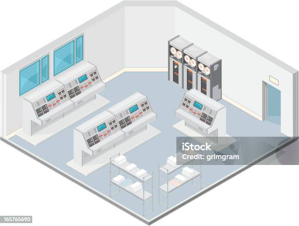관제실 복고풍 컴퓨터 관제실에 대한 스톡 벡터 아트 및 기타 이미지 - 관제실, 등측투영법, 실험실