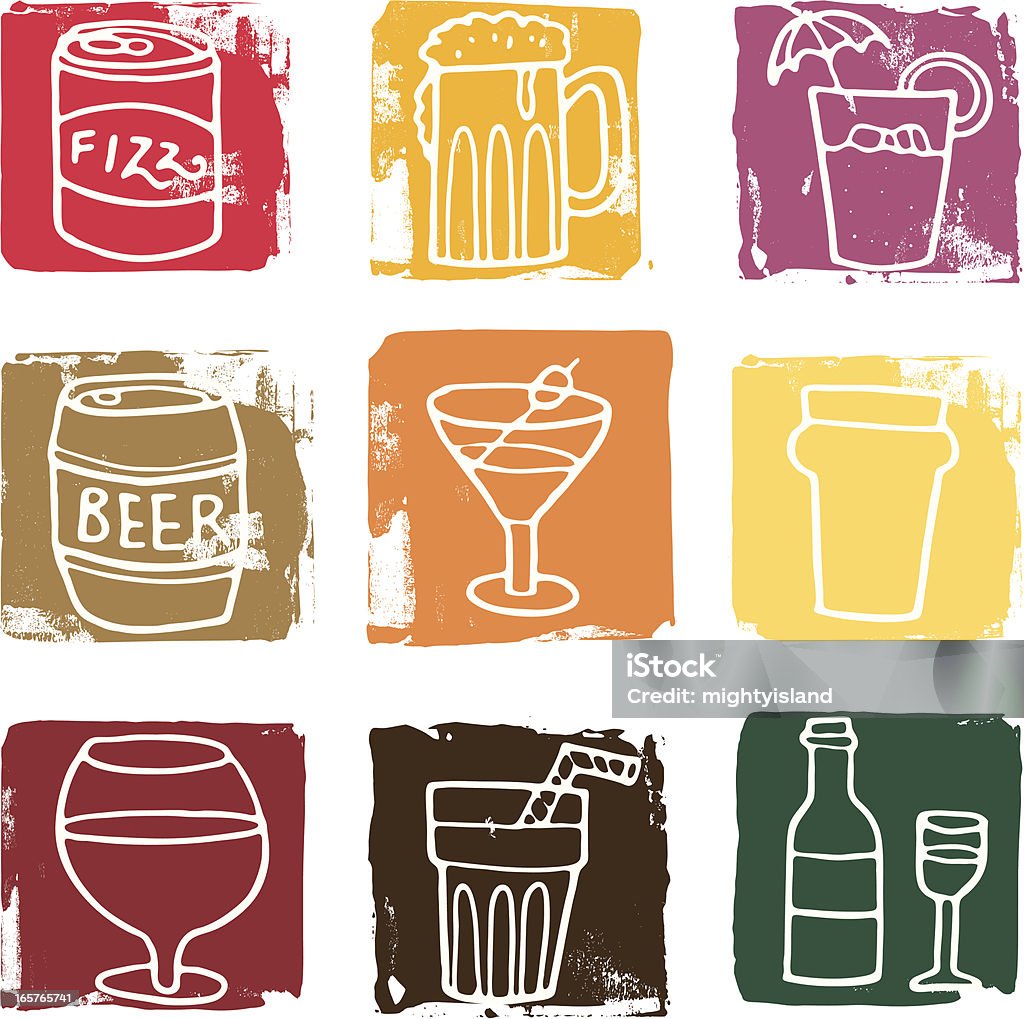 Alkohol grunge-block-icons - Lizenzfrei Bier Vektorgrafik