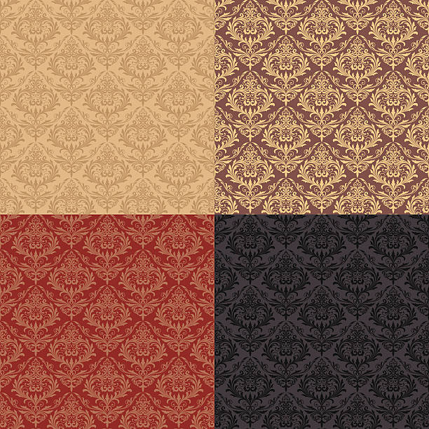 ozdobny bezszwowe wzór - pattern retro revival old fashioned wallpaper stock illustrations