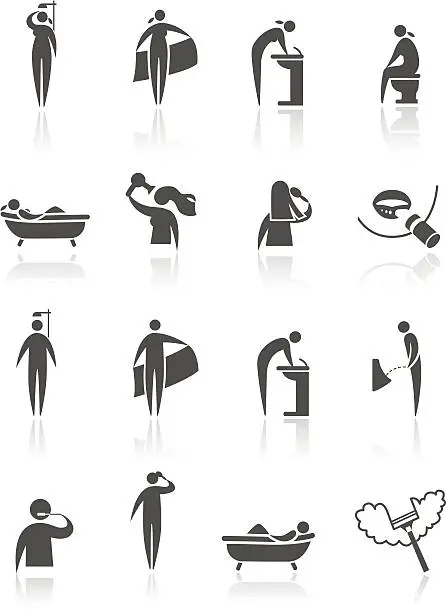 Vector illustration of Bathroom icons.