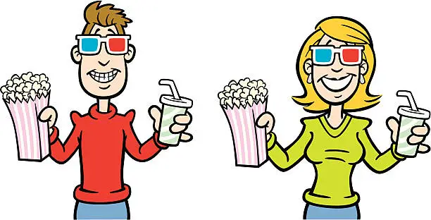 Vector illustration of Cartoon Movie Watchers