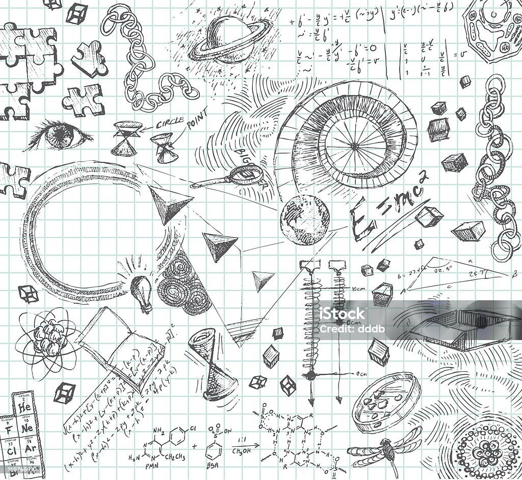 Mão desenhada de lápis de desenhos em conceitos científica - Royalty-free Rabisco - Desenho arte vetorial