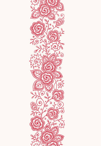 ilustraciones, imágenes clip art, dibujos animados e iconos de stock de patrón sin costuras rosas vertical de encaje. - beauty in nature wedding nature smooth