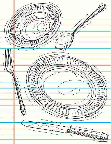 miejsce ustawienia projektów - fork place setting silverware plate stock illustrations