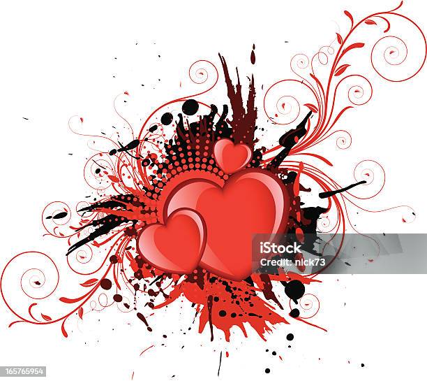Гранж Фон День Святого Валентина С Сердца — стоковая векторная графика и другие изображения на тему Абстрактный - Абстрактный, Безделушка, Белый