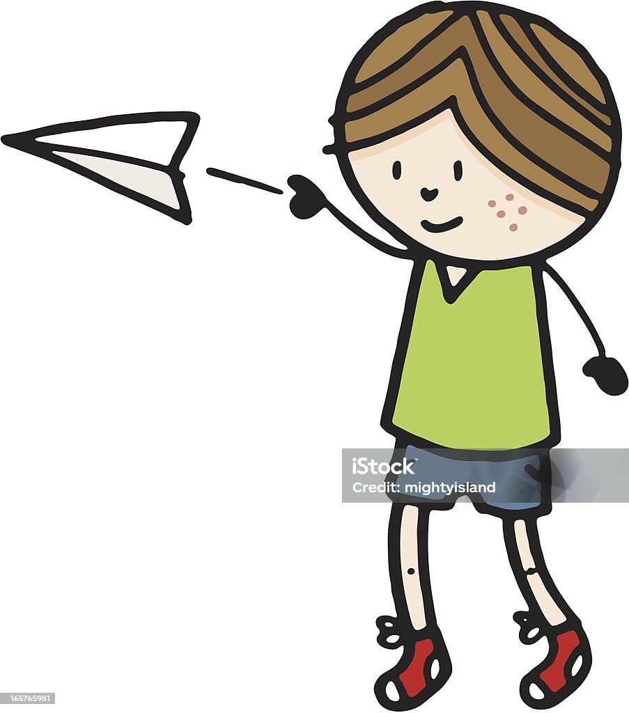 Boy throwing a paper plane Activity stock vector