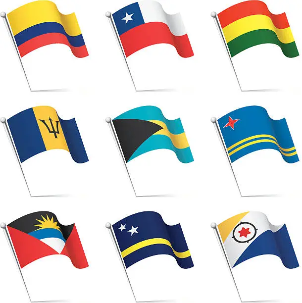 Vector illustration of World flags waving