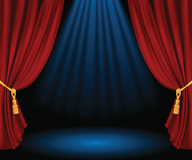 Empty stage Empty stage with red curtains. Illustration created with gradient meshes. curtain stock illustrations