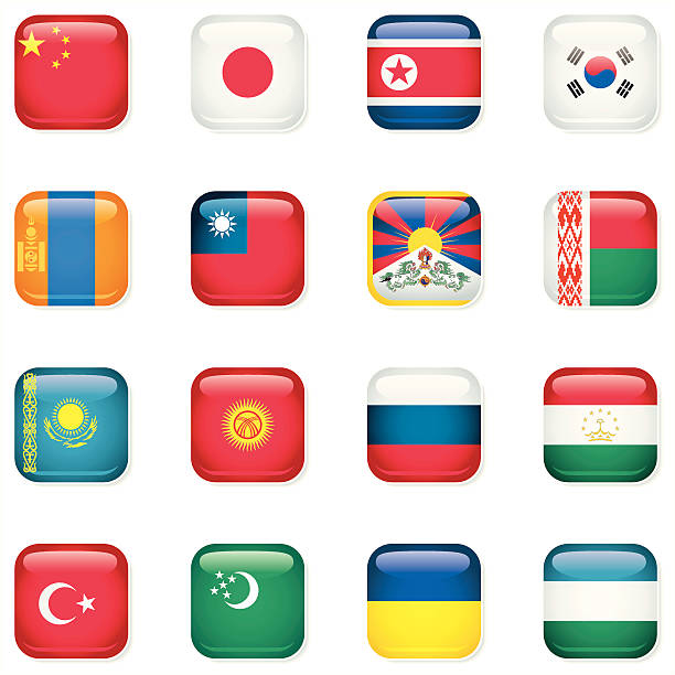 앗샤르키야 및 북부 아시아 아이콘크기 포석 - tajik flag stock illustrations