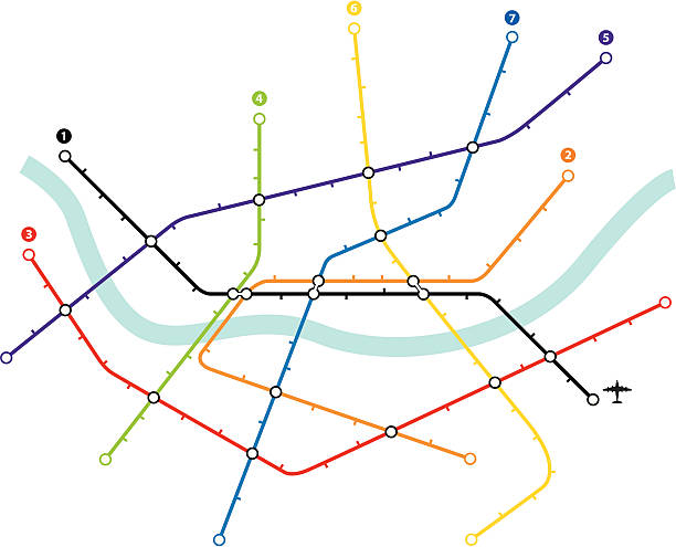 ilustrações de stock, clip art, desenhos animados e ícones de mapa metro - public transportation route