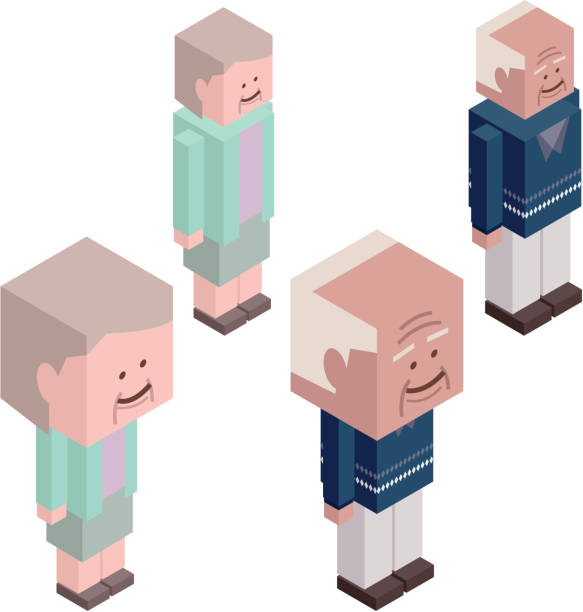 Cubic Senior Couple Characters Vector illustration – Cubic Senior Couple Characters. chunky sweater stock illustrations