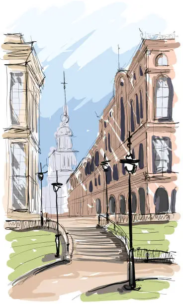 Vector illustration of city street