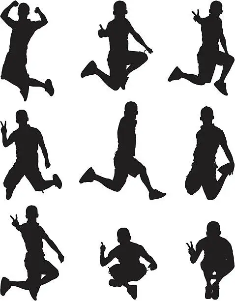Vector illustration of Mid air jumping men