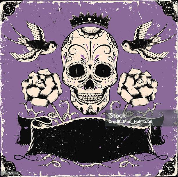 Ilustración de Vintage Mexicana Cráneo y más Vectores Libres de Derechos de Cráneo - Cráneo, Cultura mexicana, Día de Todos los Santos