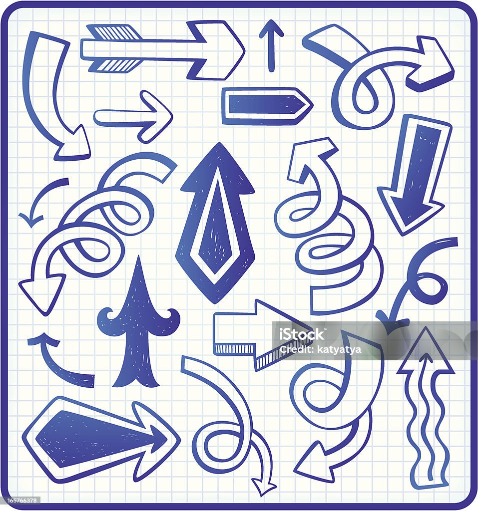 doodle набор стрелок - Векторная графика Бессмысленный рисунок роялти-фри