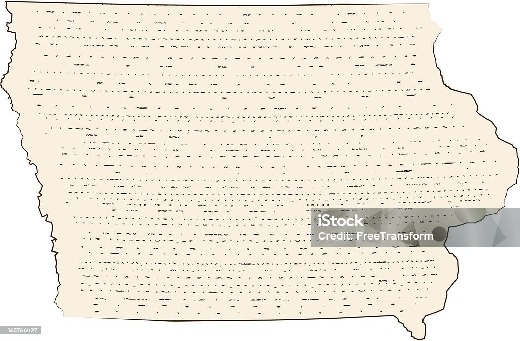 Woodcut Map of Iowa [vector] "Vector map done in a woodcut style. Layered file, global colors. Texture made directly in Illustrator. Will scale to any size without loss of quality." Wood Grain stock vector