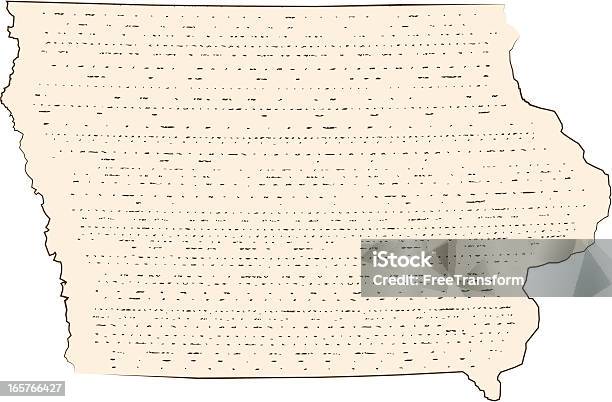 Woodcut Map Of Iowa Vector Stock Illustration - Download Image Now - Wood Grain, Woodcut, Beige