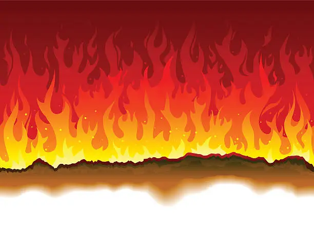 Vector illustration of Seamless burning paper and fire background