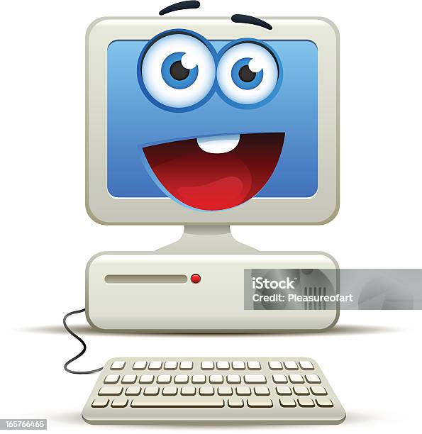 Smiling Computer Stock Illustration - Download Image Now - Computer Monitor, Humor, Cartoon