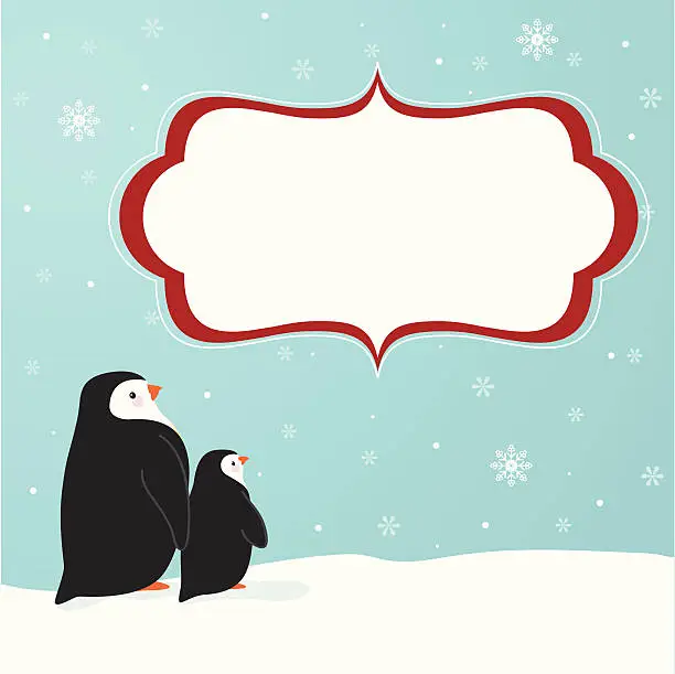 Vector illustration of Penguin Winter Scene