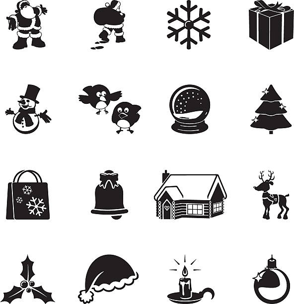 Christmas Icon Set Christmas Icons silhouette symbol computer icon shopping bag stock illustrations