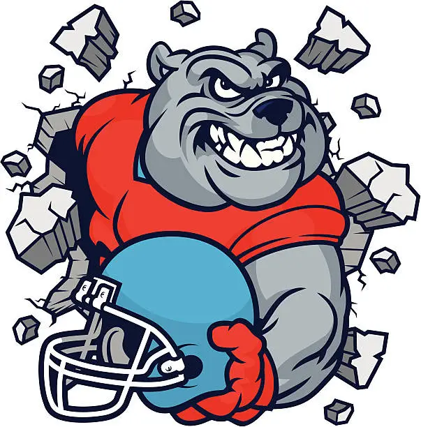 Vector illustration of Bulldog Mascot football smash