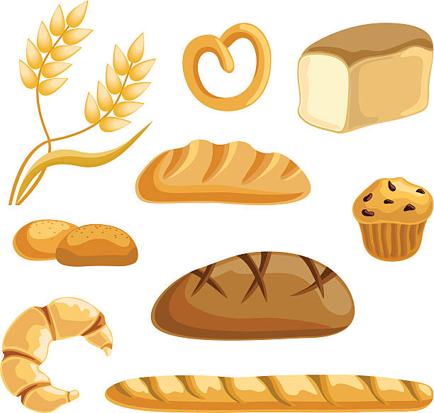 bread collection - baguette stock illustrations