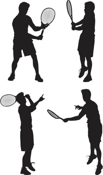 illustrations, cliparts, dessins animés et icônes de homme jouant au tennis - amateur tennis