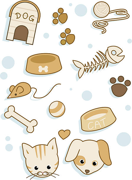 Cat and Dog Items vector art illustration