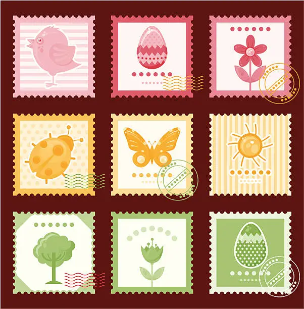 Vector illustration of Vintage stamps.