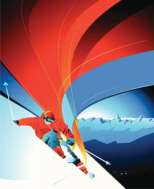 Vector illustration of Skier.