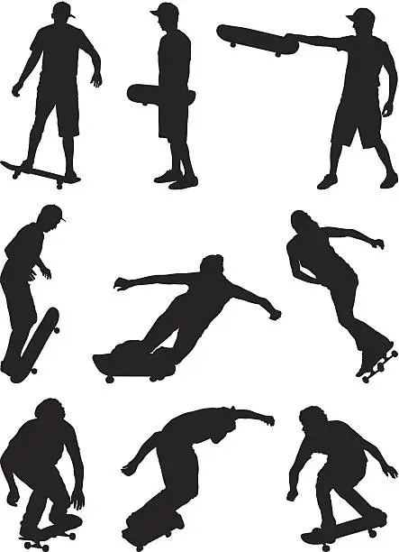 Vector illustration of Skateboarders skating on their skateboards