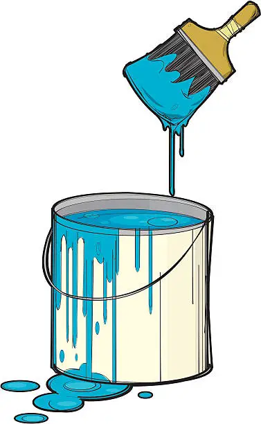 Vector illustration of Paint Can and Brush