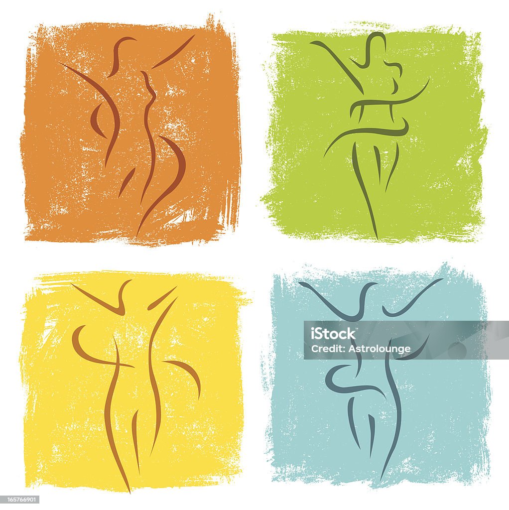 Diet icons Four women icons on the different colours background... The Human Body stock vector