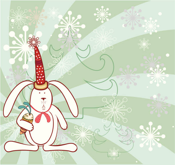 christmas bunny vector art illustration