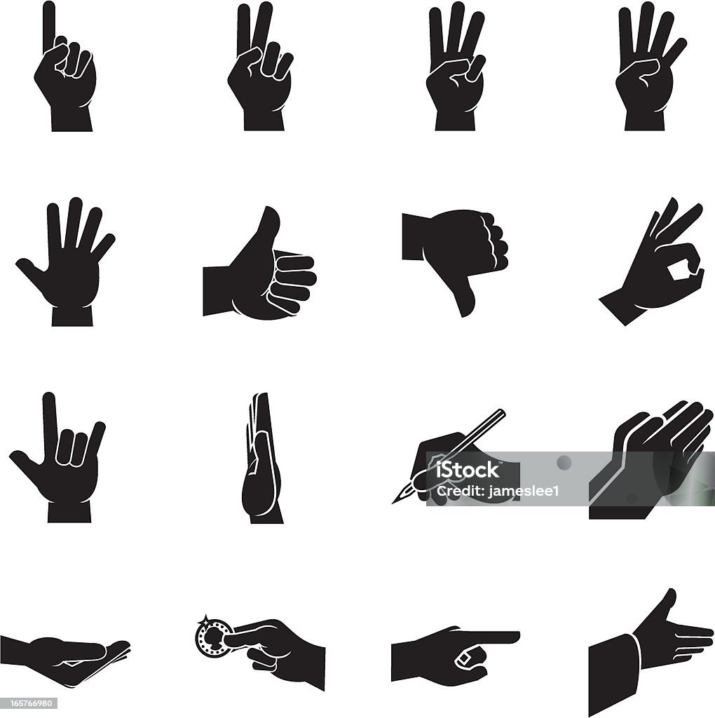 Hand Icons Set of black hand icons Sign Language stock vector