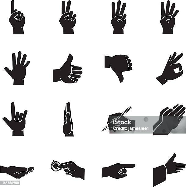 Hand Icons Stock Illustration - Download Image Now - Sign Language, Icon Symbol, Thumbs Up