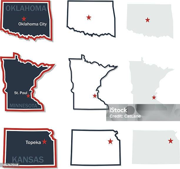 Cartes Des Étatsunis Vecteurs libres de droits et plus d'images vectorielles de Minnesota - Minnesota, Carte, Contour