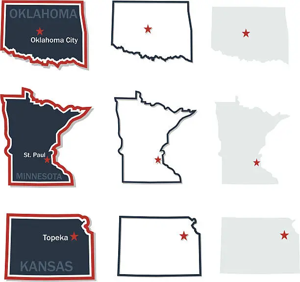 Vector illustration of Maps of US States