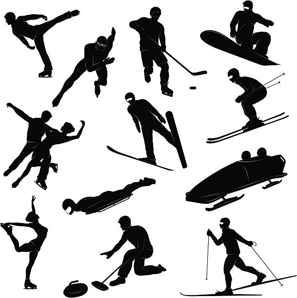 winter sport-silhouetten - skiing ski winter sport freestyle skiing stock-grafiken, -clipart, -cartoons und -symbole