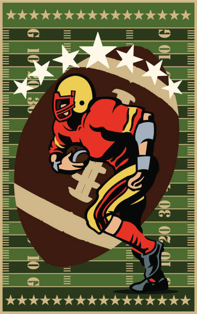 istock Football Player Running with Ball and Playing Field 165767078