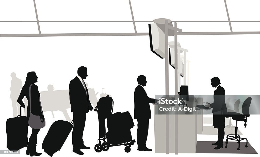 AirportCheckIn - arte vectorial de Mostrador de tienda para pagar libre de derechos