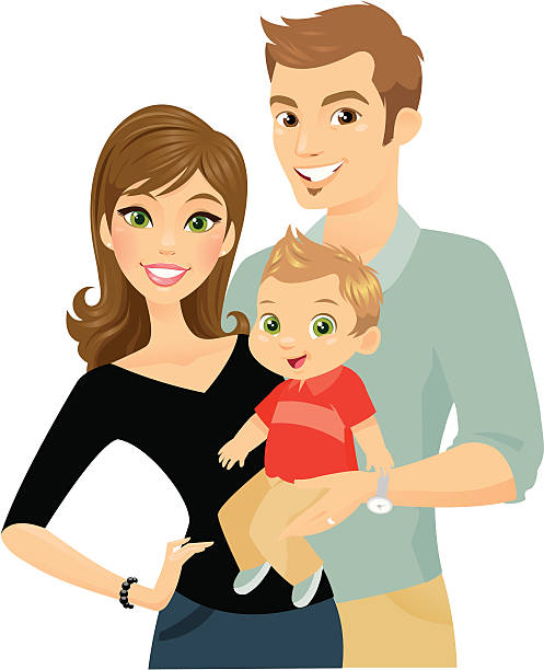 Happy Little Family vector art illustration