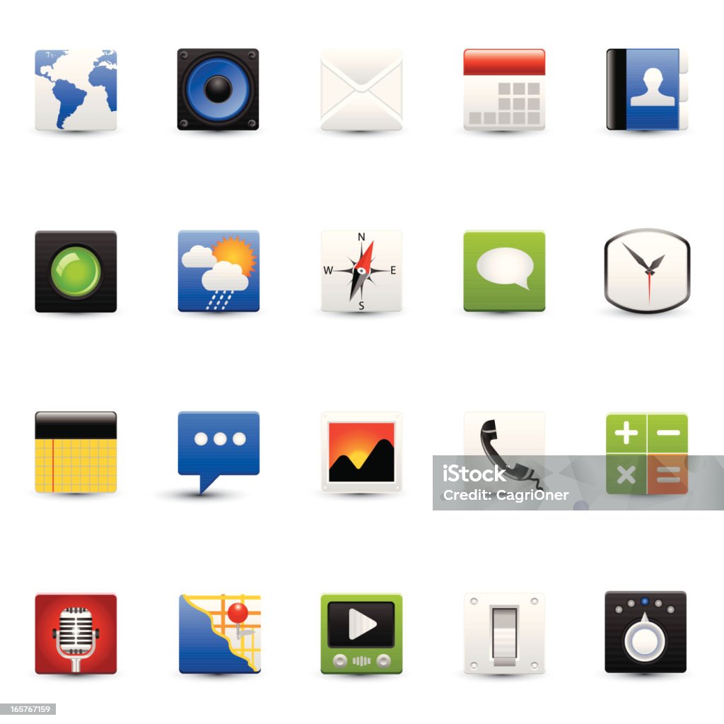 Mobile Application Launcher Icons http://www.appwitch.com/cagri/Andro2.png Address Book stock vector