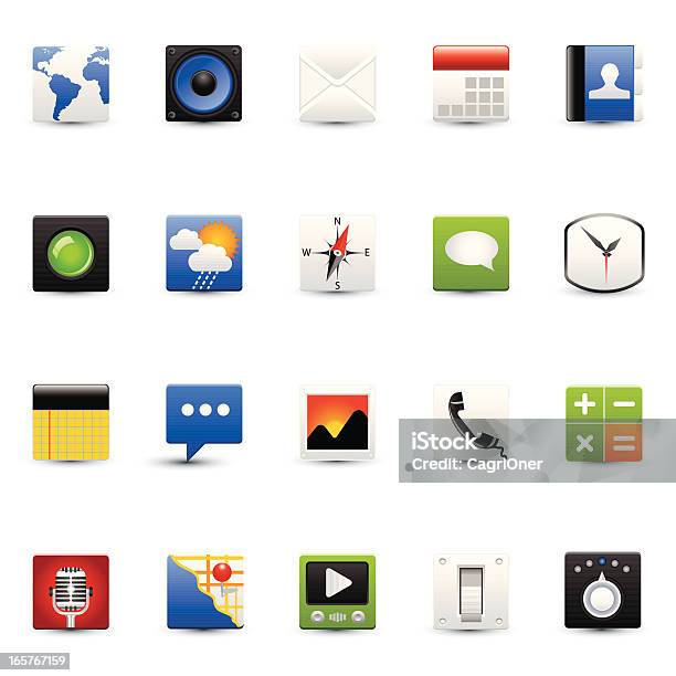 Mobile Application Launcher Icons Stock Illustration - Download Image Now - Address Book, Arranging, Calculator