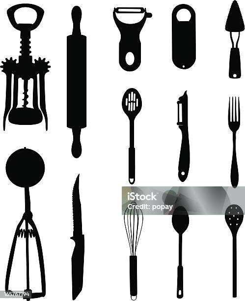 Kitchen Tools Stock Vektor Art und mehr Bilder von Ausrüstung und Geräte - Ausrüstung und Geräte, Essbesteck, Essgeschirr